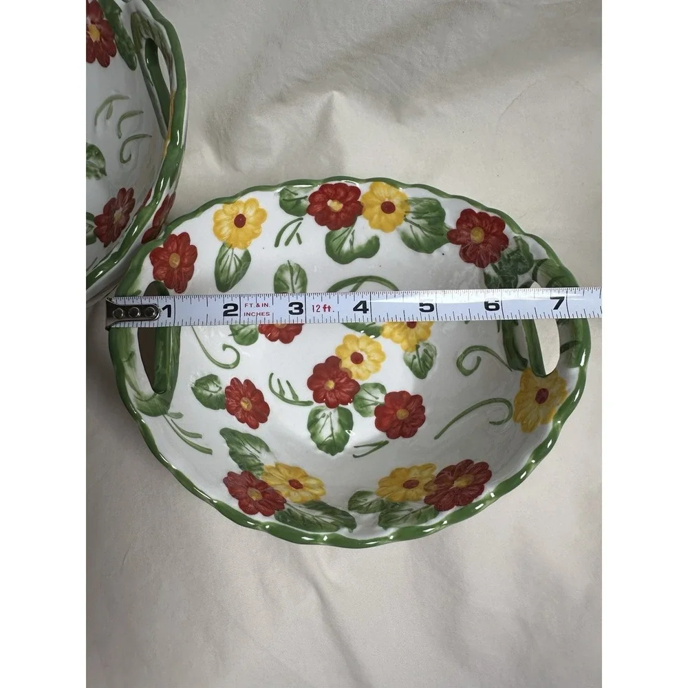 Temp-tations by Tara Floral Embroidery‎ Handled Nesting Serving Bowls Set of 2